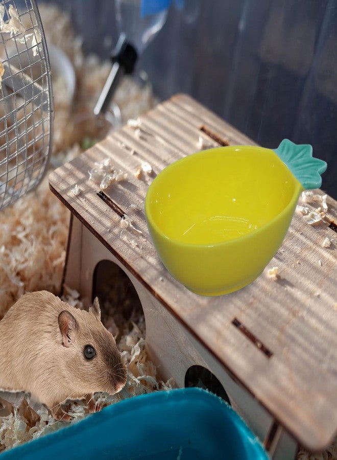 PENCK Small Guinea Pig Food Bowl Pineapple-Shaped Cute Ceramic Hamster Water Bowl Ferret Rat Chinchilla Rabbit Feeding Dish Young Animal Feeder(Yellow) - Image 5