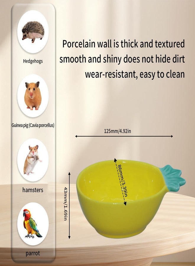 PENCK Small Guinea Pig Food Bowl Pineapple-Shaped Cute Ceramic Hamster Water Bowl Ferret Rat Chinchilla Rabbit Feeding Dish Young Animal Feeder(Yellow) - Image 2