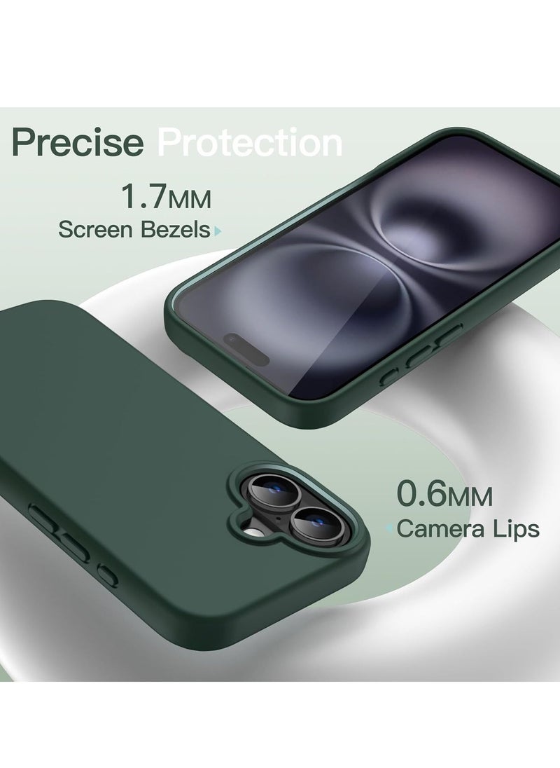 Raxoom Liquid Silicone Case for iPhone 16 (6.1-Inch) â€“ Silky Soft Touch Full-Body Protective Anti-Scratch Shockproof Cover with Microfiber Lining (Midnight Green) - Image 5