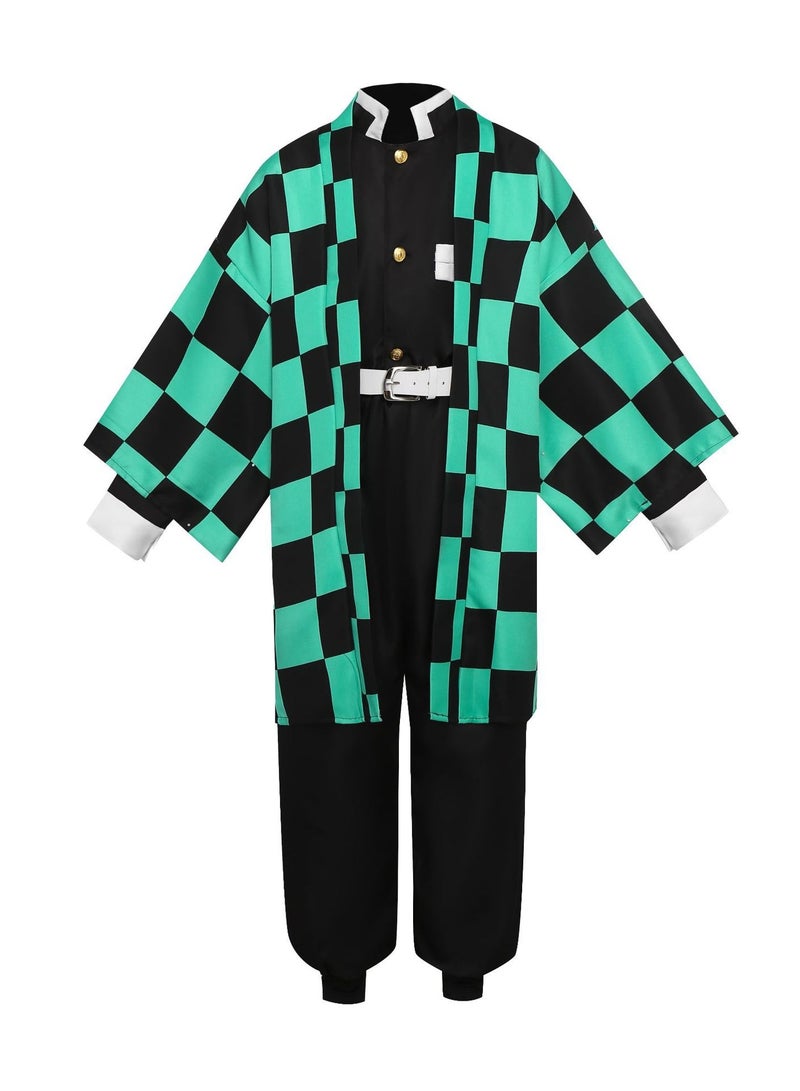 6PCS Demon Slayer Tanjiro Kamado Cosplay Costume Set with Wig – Anime Character Outfit with Accessories, Size M, Halloween & Party Cosplay Suit - Image 3