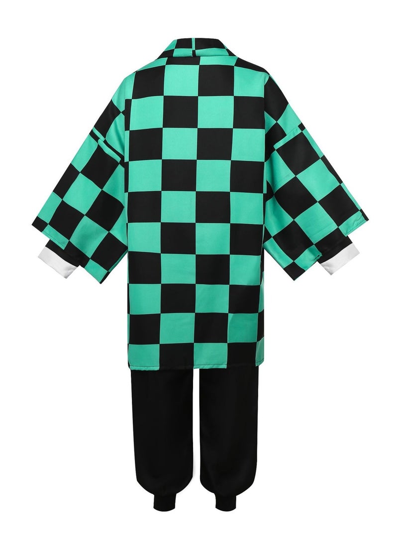 6PCS Demon Slayer Tanjiro Kamado Cosplay Costume Set with Wig – Anime Character Outfit with Accessories, Size M, Halloween & Party Cosplay Suit - Image 4