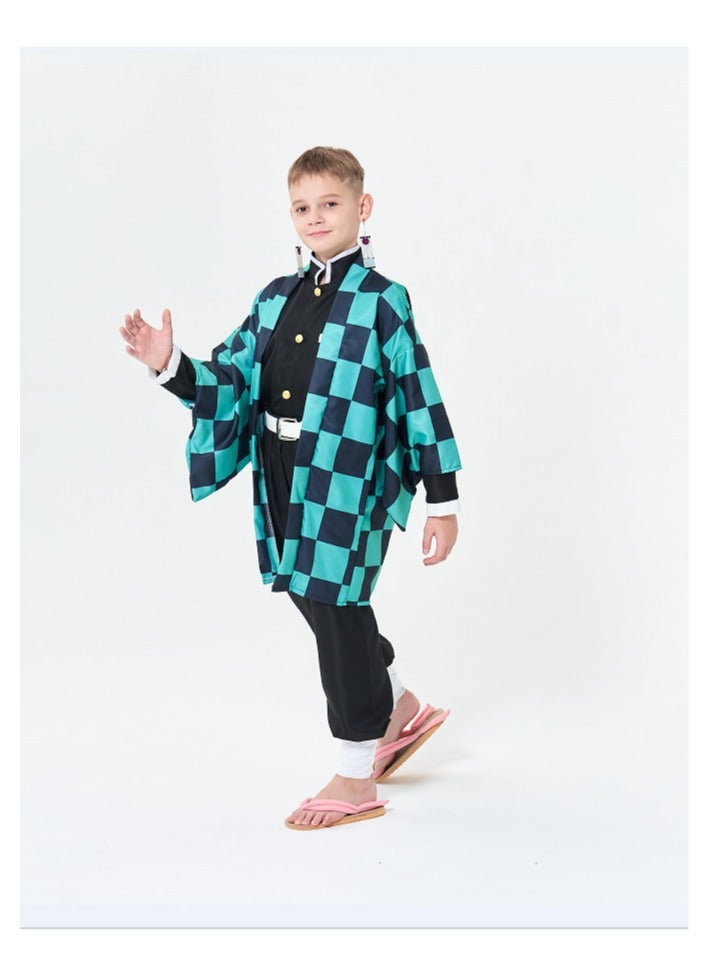 6PCS Demon Slayer Tanjiro Kamado Cosplay Costume Set with Wig – Anime Character Outfit with Accessories, Size M, Halloween & Party Cosplay Suit - Image 5