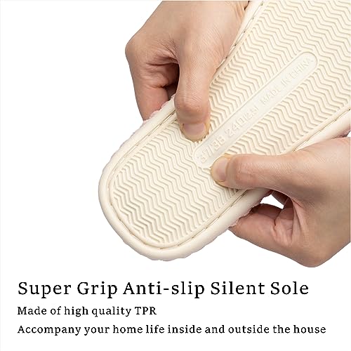 Chantomoo Slippers for Women Memory Foam House Womens Slipper Slides Home Bedroom Bathroom Spa Open Toe Corduroy Bow Slippers Cozy Comfortable Pink Size 8.5 9 9.5 10 - Image 4