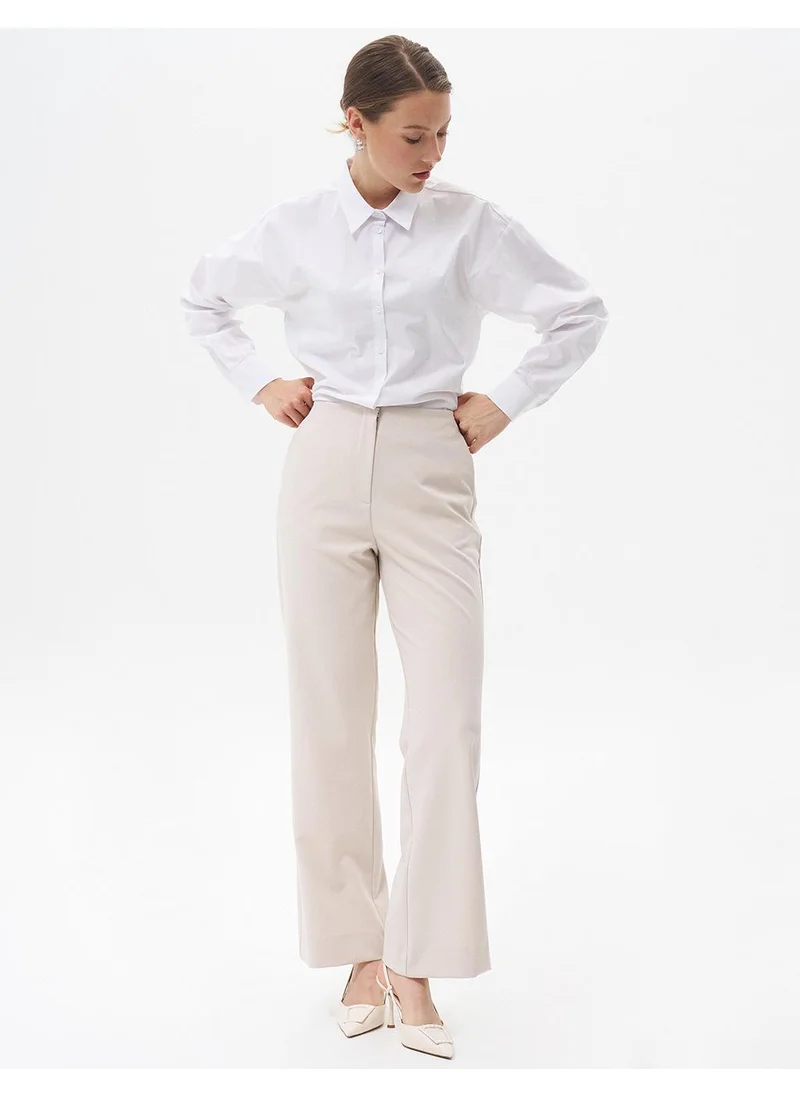 Kayra Basic Trousers with Elastic Waist Stone