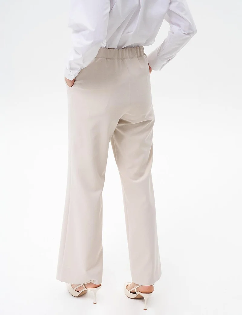Kayra Basic Trousers with Elastic Waist Stone