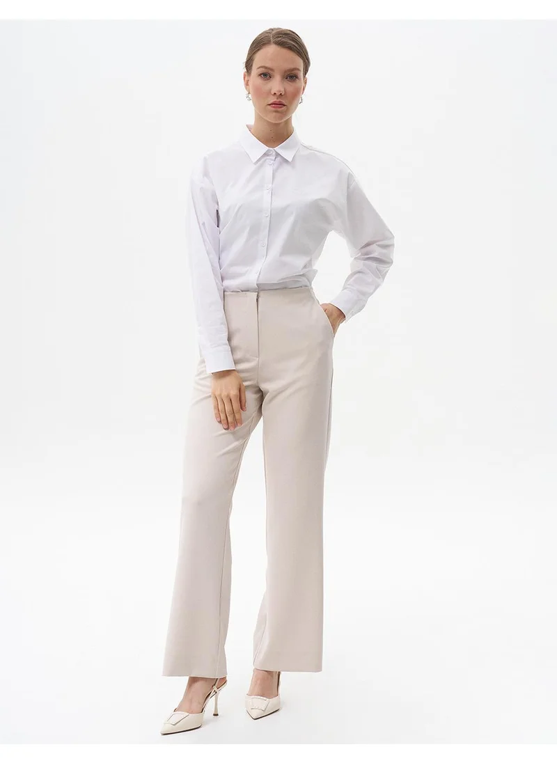 Kayra Basic Trousers with Elastic Waist Stone