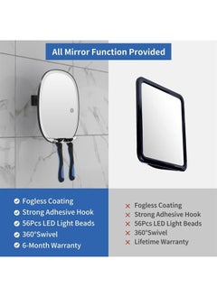 COSMIRROR Shower Mirror Fogless for Shaving with Razor Holders, No-Drilling, 3-Color Dimmable Lights – Larger Anti-Fog Mirror with Light Shatterproof & Waterproof for Men and Women  - Image 5