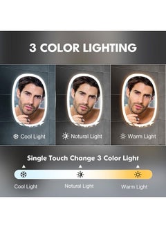 COSMIRROR Shower Mirror Fogless for Shaving with Razor Holders, No-Drilling, 3-Color Dimmable Lights – Larger Anti-Fog Mirror with Light Shatterproof & Waterproof for Men and Women  - Image 4