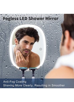 COSMIRROR Shower Mirror Fogless for Shaving with Razor Holders, No-Drilling, 3-Color Dimmable Lights – Larger Anti-Fog Mirror with Light Shatterproof & Waterproof for Men and Women  - Image 2