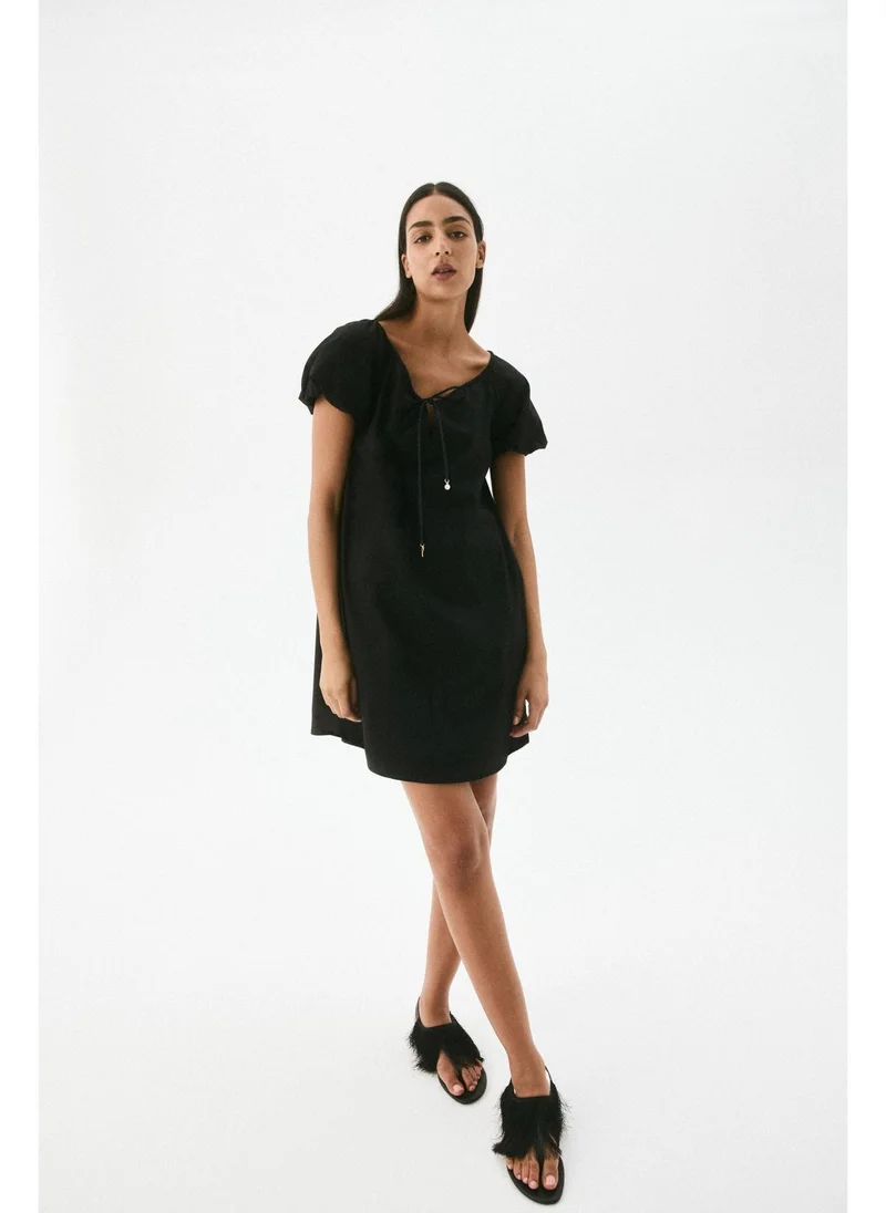 اتش اند ام Drawstring-neck dress