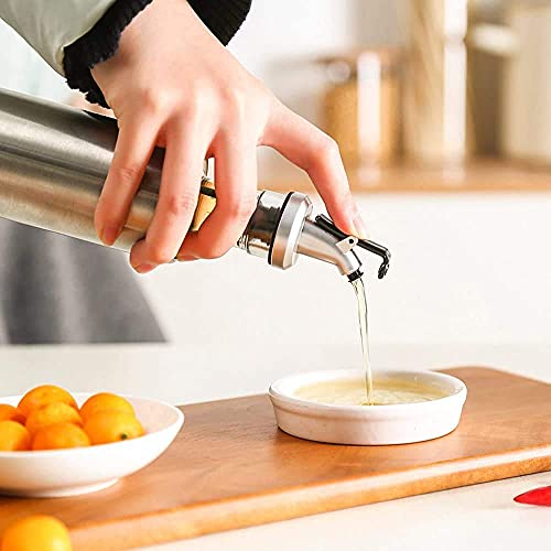 P-PLUS INTERNATIONAL Oil Vinegar Dispenser with Steel Cover 320ml Pack of 2 | Salad Dressing Cruet Glass Oil Bottle | Vinegar Cruet Dispenser | No Drip, Dust and leak-proof Household - Image 4