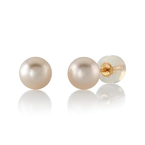 THE PEARL SOURCE 6.5-7.0mm White Japanese Akoya Real Pearl Earrings for Women - 14k Gold Stud Pearl Earrings | Hypoallergenic Earrings with Genuine Cultured Pearls - Image 1
