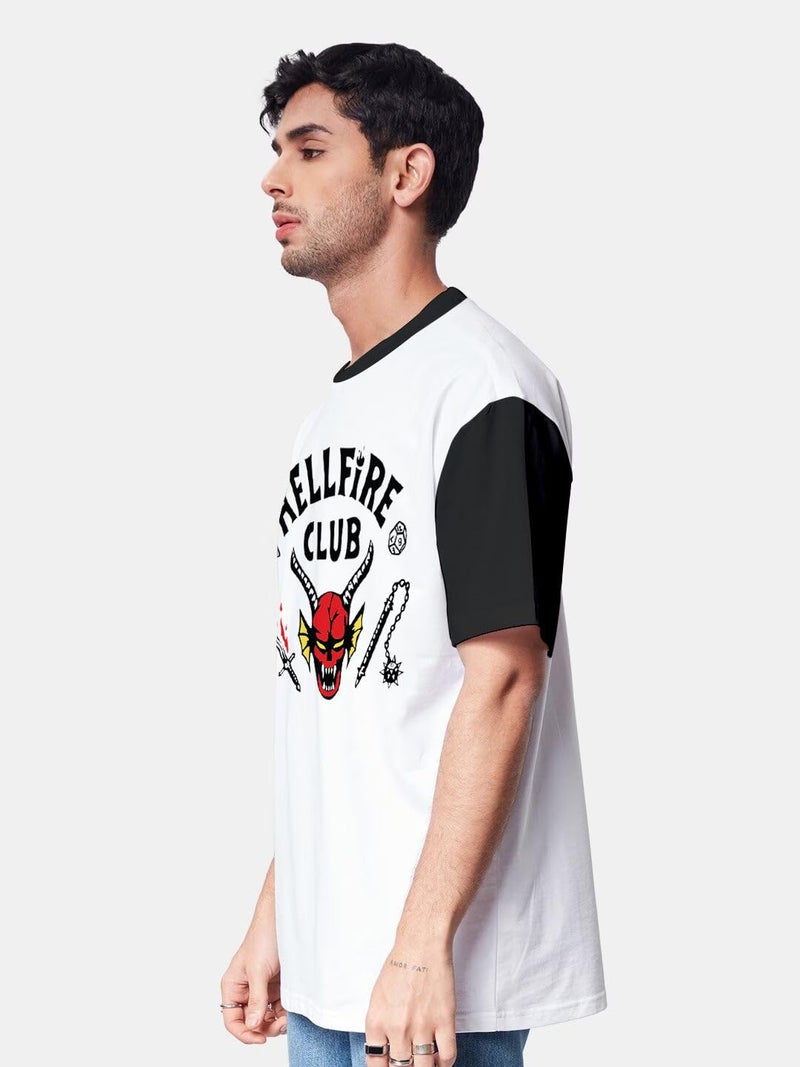 crazymonk Hellfire Club Oversized T-Shirt- White- XL - Image 5