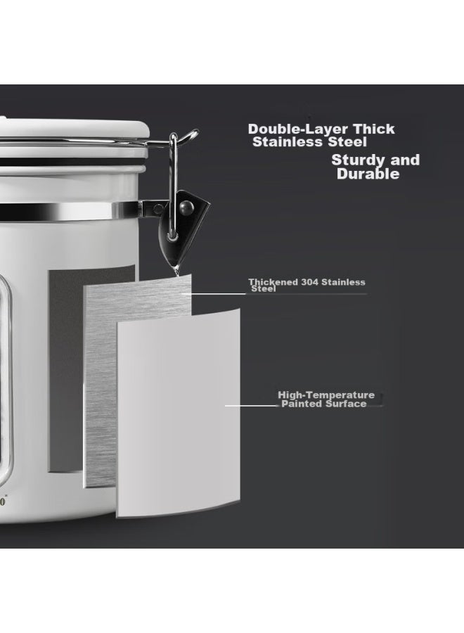 Mongdio Coffee Bean Storage Canister, Newly Upgraded With Transparent Valve, One-way Air Release Valve, 304 Stainless Steel Coffee Container - Image 3