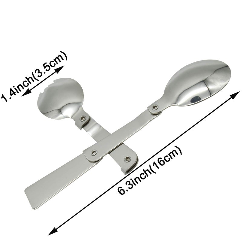 Maydahui Spoon And Fork Foldable Stainless Steel Sus 18/10(304)Salad Spork Portable For Thermos Camping Outdoors(Pack Of 2) - Image 3