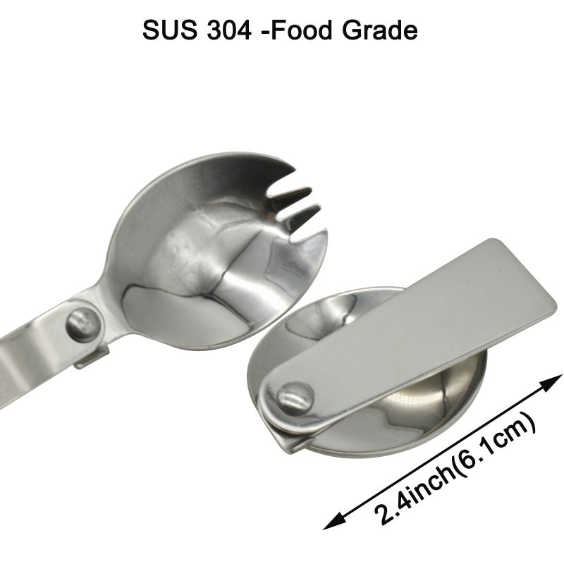 Maydahui Spoon And Fork Foldable Stainless Steel Sus 18/10(304)Salad Spork Portable For Thermos Camping Outdoors(Pack Of 2) - Image 4