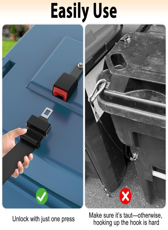Fengone 2pcs Trash Can Lock Wide-Width Nylon Tape Bear Proof Trash Can with Locking Lid, Trash CanLock Raccoon Animals Garbage Out Door - Image 5