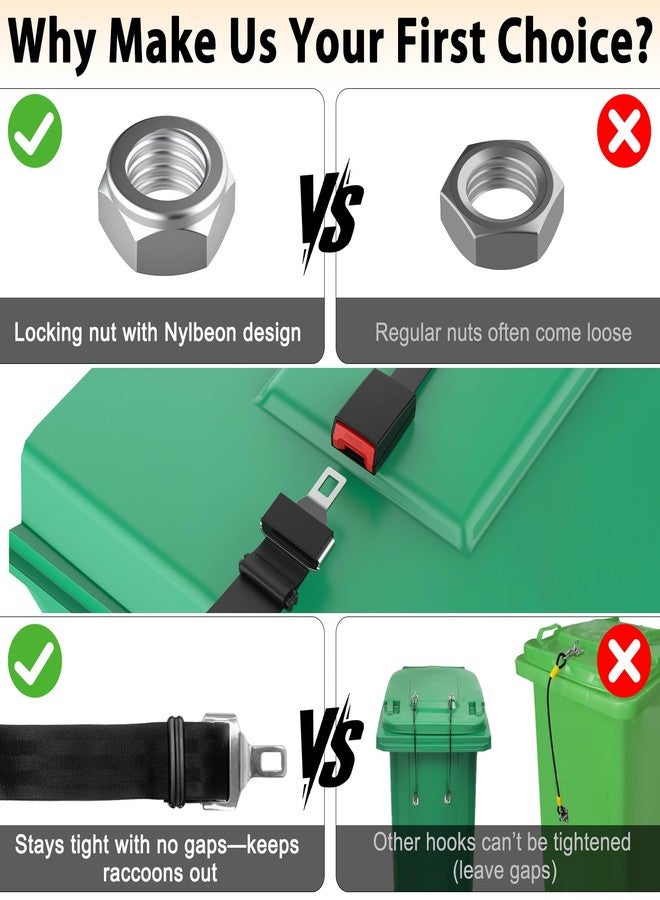 Fengone 2pcs Trash Can Lock Wide-Width Nylon Tape Bear Proof Trash Can with Locking Lid, Trash CanLock Raccoon Animals Garbage Out Door - Image 4