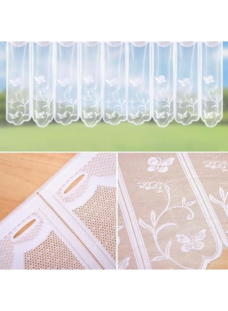 Luckam Kitchen Curtains, Cafe Curtains, Lace Sheer Short Curtains with Rod Pocket, Light Filtering Half Window Design for Small Window Privacy in Kitchen Bathroom Bedroom Living Room Decor, White - Image 4