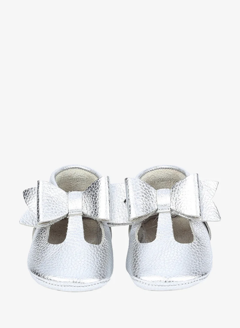 Yoyo Junior Silver Shiny Baby Leather Shoes