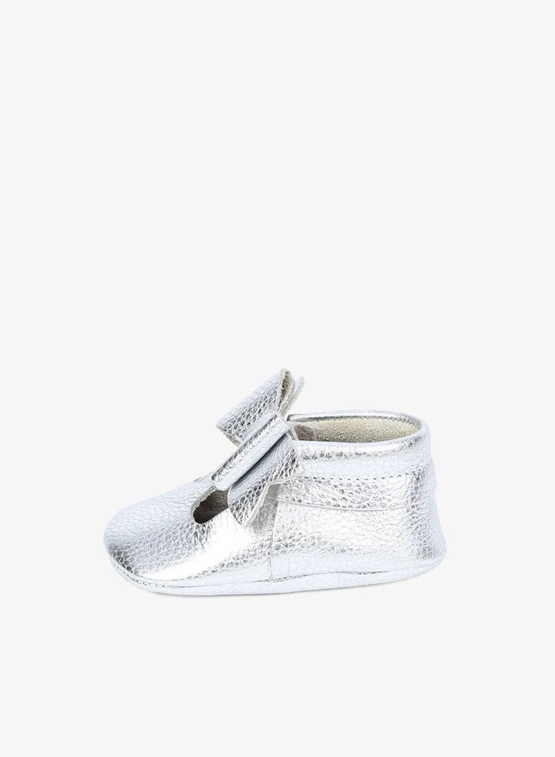 Yoyo Junior Silver Shiny Baby Leather Shoes