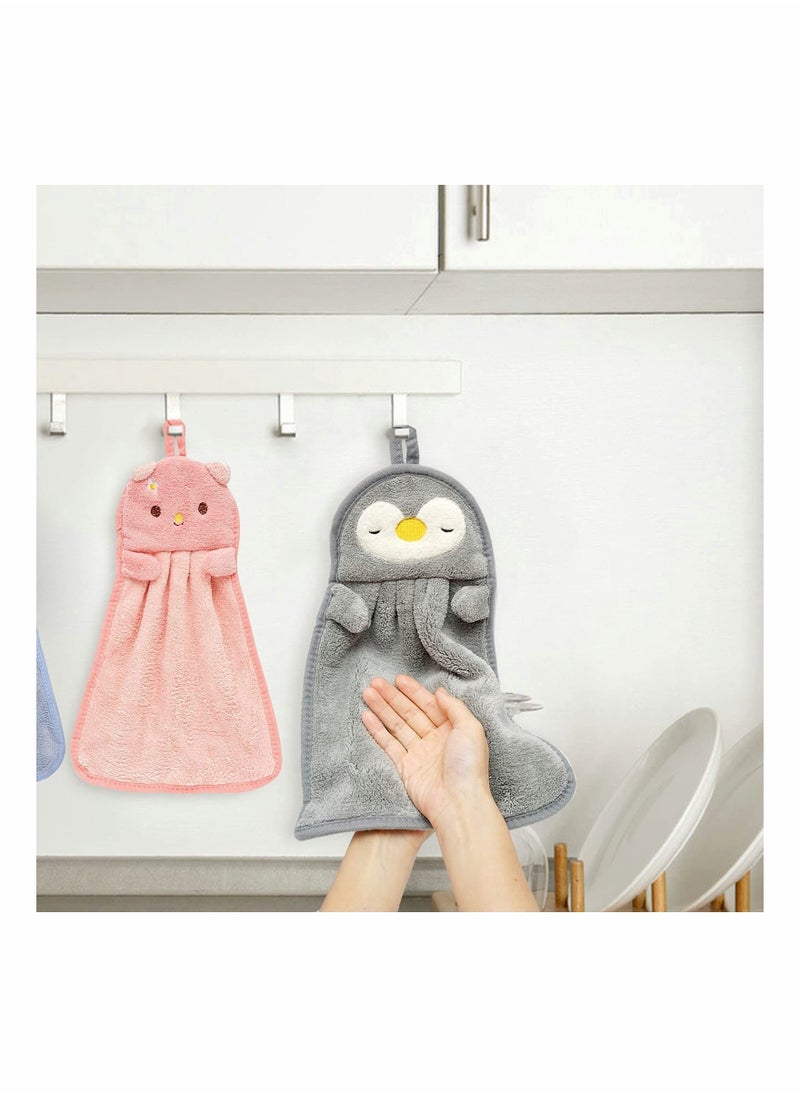 Y&D 4 Packs Cute Hand Towels - Ultra Thick Children Bathroom Cartoon Animals Microfiber Absorbent for Kitchen  - Image 4