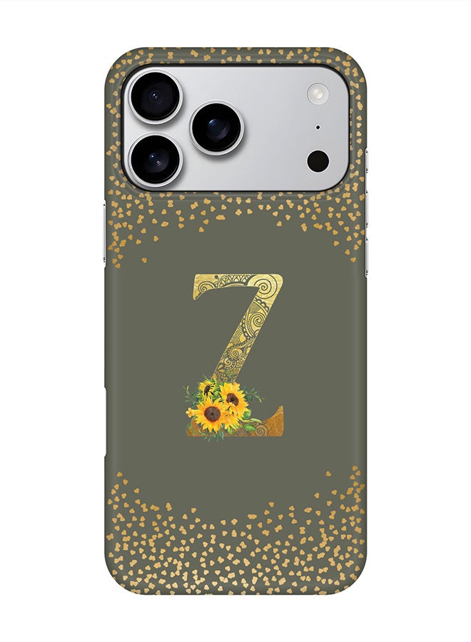 Stylizedd For iPhone 17 Pro Max,Case, [Compatible with MagSafe] Magnetic cover Slim fit Protection Matte, - Custom Floral Monogram - Z  (Olive Green )