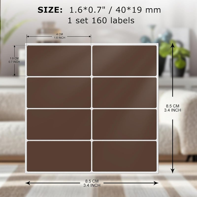 FINDAT Brown Rectangle Stickers 1.57 x 0.75 Inch Color Coding Sticky Labels Vinyl Waterproof Self-Adhesive Removable Name Tags for Office Home Business 160 Pack - Image 2