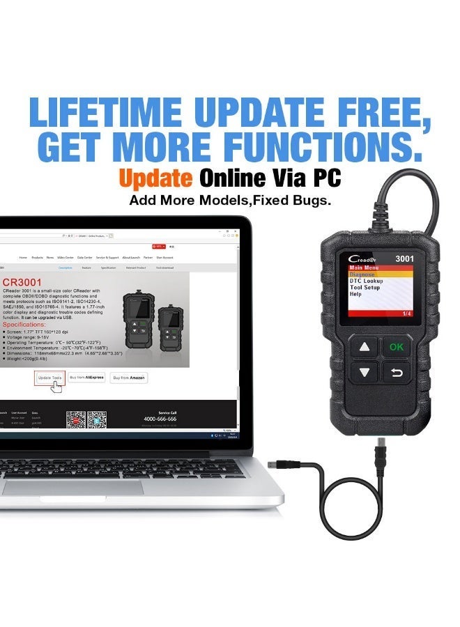 LAUNCH CR3001 OBD2 scanner，Turn off the check engine light - Image 4