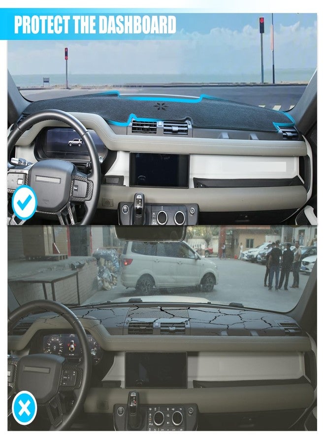 LLKUANG Terylene Carpet Dashmat Dash Mat Compatible with Land Rover Defender 90 110 2020-2022,Car Dashboard Cover Sun Shade Pad,Anti-Slip Dash Board Accessories(Left Hand Drive) - Image 2