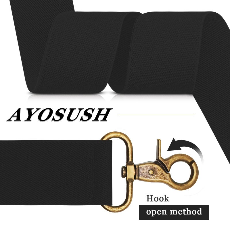 AYOSUSH Suspenders for Men Swivel Snap Hooks Black Elastic Formal Heavy Duty Braces Big And Tall - Image 4