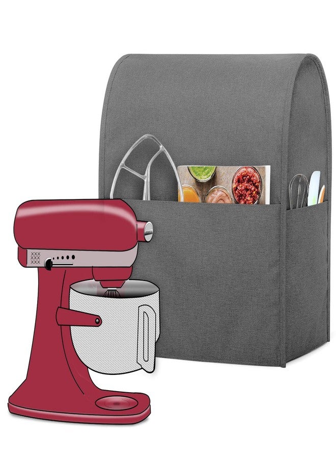 Luxja Dust Cover Compatible with 6-8 Quart Stand Mixer, Cloth Cover with Pockets for Stand Mixer and Extra Accessories (Compatible with 6-8 Quart Stand Mixer), Gray - Image 1