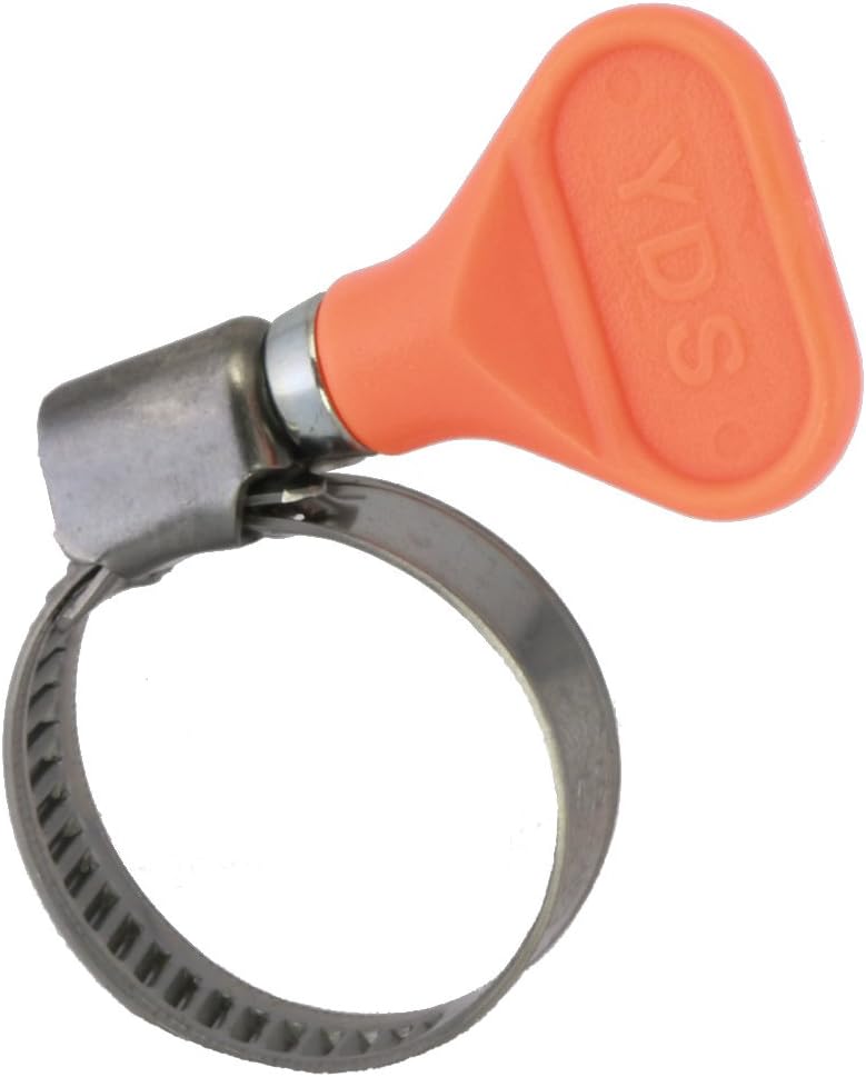 YDS Butterfly Stainless Steel W2 Hose Clamp, Turn Key, 16-27 mm (5/8" to 1-1/16") Diameter Ranger, 9 mm Bandwidth (Pack of 10) - Image 1
