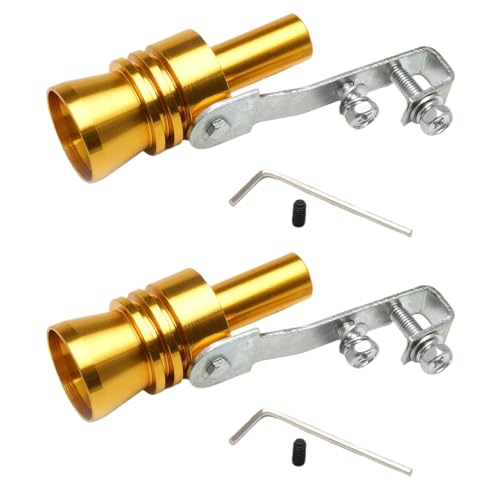 URBEST Aluminum Alloy Universal Turbo Sound Exhaust Muffler Pipe Whistle Car Roar Maker 2pcs (Yellow, XL) - Image 1