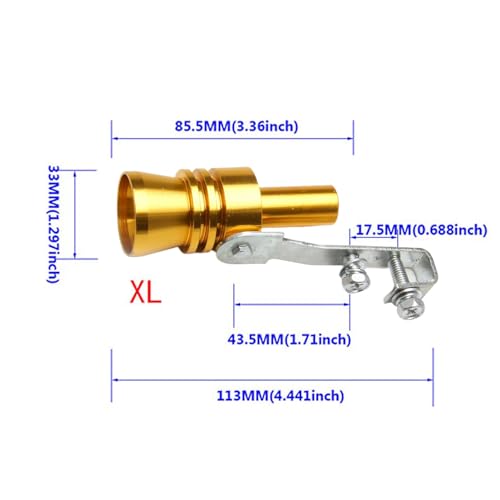 URBEST Aluminum Alloy Universal Turbo Sound Exhaust Muffler Pipe Whistle Car Roar Maker 2pcs (Yellow, XL) - Image 2