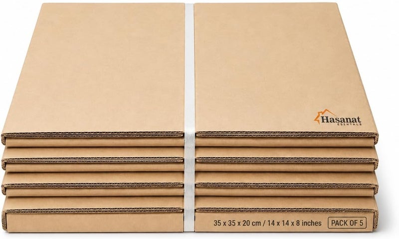 Hasanat Essentials 3 PLY Cardboard Box (35x35x20CM / 14x14x8Inches) shipping, moving, packing, storage, storage box 3 ply empty carton 5 pcs - Image 1