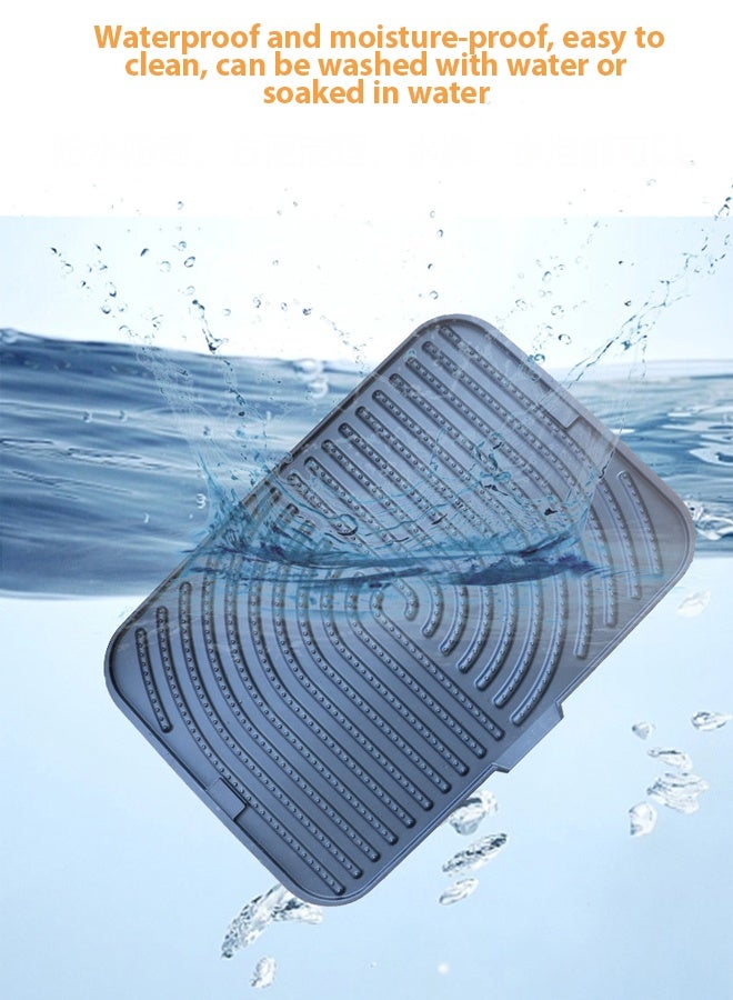 Cat Litter Mat Grey Trapping for Litter Box,Silicone cat litter pad anti slip foldable pet silicone pad prevents cat litter from being taken out, No-Slip & Large, Urine & Waterproof, Honeycomb Double Layer Anti Tracking Kitty Mats, No Phthalate, Washable Easy Clean (30 x 45cm, Grey) - Image 5