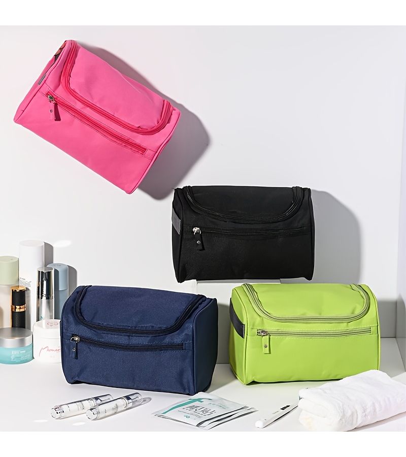 Green Hanging Toiletry Bag Large Capacity Travel Cosmetic Pouch with Hook - Image 1