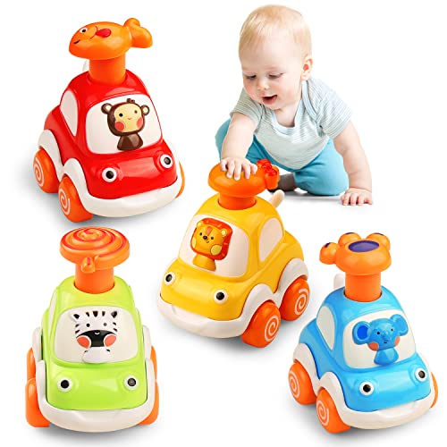 ALASOU 4 PCS Animal Car Toys for 1 Year Old Boy GirlBaby Toys 1 Year Old Boy Gifts for Toddlers 13Vehicle Toy Set for Toddler Toys 121st Birthday Gift for Infant 12 18 Months - Image 1