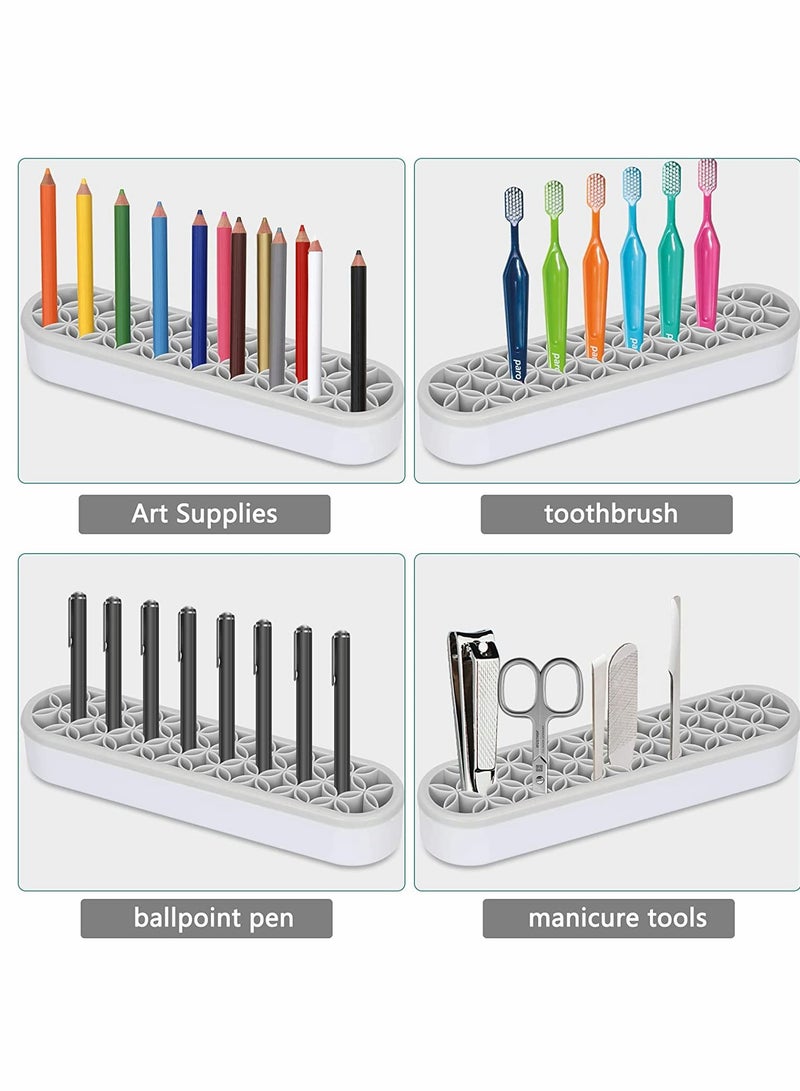 KASTWAVE Silicone Makeup Brush Holder Multipurpose Beauty Tool Organizer Make up Brush Storage Stand for Painting Pen Brushes Nail Clippers Drill Pens Ruler Sewing Craft Tools (Grey)  - Image 5