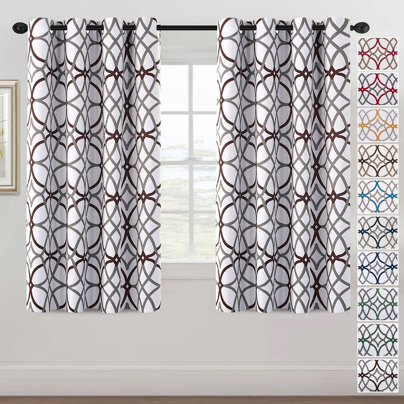 H.VERSAILTEX Blackout Curtains 63 inch Length 2 Panels Set Thermal Curtains & Drapes Window Treatment Noise Reducing Geometric Modern Grommet Living Room Curtains for Bedroom - Brown and Gray - Image 1