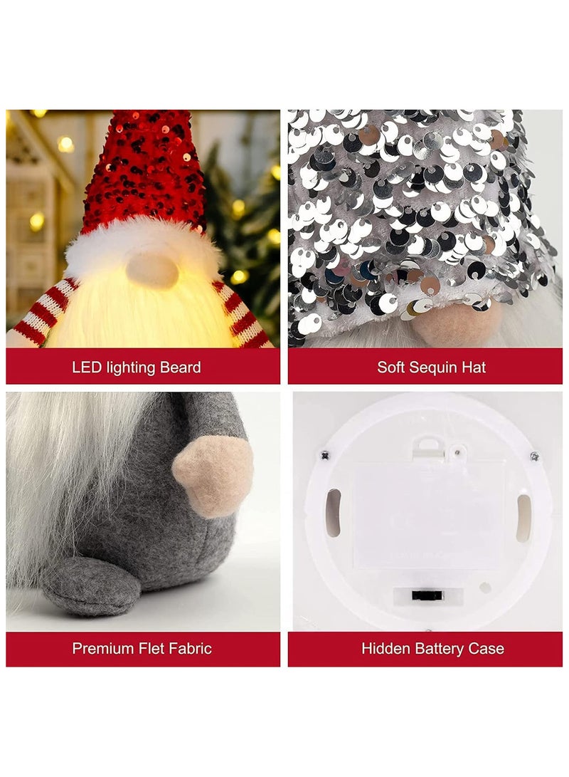 AUTOYSUR 1 قطعة زينة عيد الميلاد المتلألئة، زينة عيد الميلاد الفضية والوردية والحمراء - تماثيل دمى تومتي مضاءة، زينة عيد الميلاد - زينة سويدية، اسكندنافية، نوردية لعيد الميلاد (رمادي) - Image 5