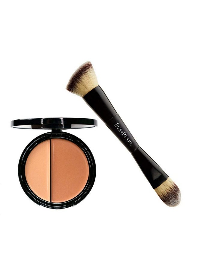 EVE PEARL Hd Dual Foundation Full Coverage Long Lasting Non Greasy Vitamin E Skincare And 201 Contour Blender Brush Set Makeup Kit (Medium)  - Image 1