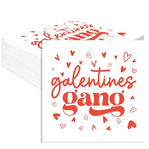 Luktastic Galentines Napkins, 50Pcs Galentines Gang Cocktail Paper Napkins, Girls Ladies Galentine's Day Decorations, Disposable Guest Hand Towels for Home Dinner Valentine's Day Party Supplies Tableware Decor - Image 1