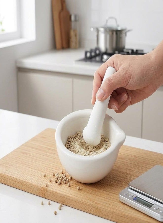 Yeehtech Mortar And Pestle, Spice Crusher, Ceramic Mixing Grinding Bowl, Pepper Mill Mortar Pestle, Garlic Grinder, Pharmacy Herbs Bowl Mill Crusher DIY Kitchen- 2.36 inch - Image 3