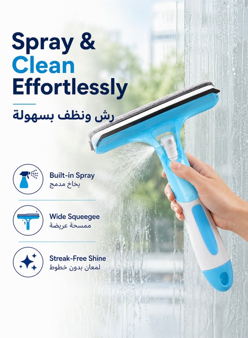Leoxol Window Cleaner 3 In 1 | Spray Squeegee Wiper With Removable Microfiber Cloth | Plastic Glass Mirror Scraper For Bathroom Door Tile Home - Image 2