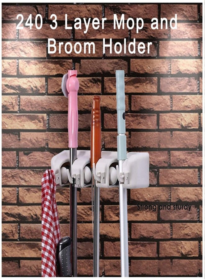 Oblivion Wall-Mounted Broom Holder 1 Pc – Non-Slip 3-Slot Mop & Stick Organizer Rack for Home, Kitchen, Bathroom, Garage, Space-Saving Multipurpose Storage System for Brooms, Mops & Cleaning Tools - Image 2