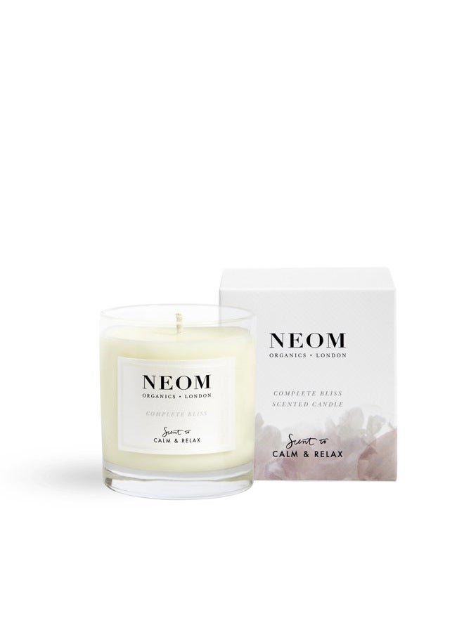 NEOM- Complete Bliss Scented Candle, 1 Wick | Blush Rose, Lime & Black Pepper | Essential Oil Aromatherapy Candle | Scent to De-Stress - Image 1