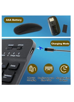Aookay Arabic and English Bluetooth Keyboard and Mouse Combo, Ultra Slim Rechargeable Portable Wireless Keyboard Mouse Set for Android, Windows, Tablet, Mobile, iPhone, iPad, Desktop, Laptop (Black)  - Image 4