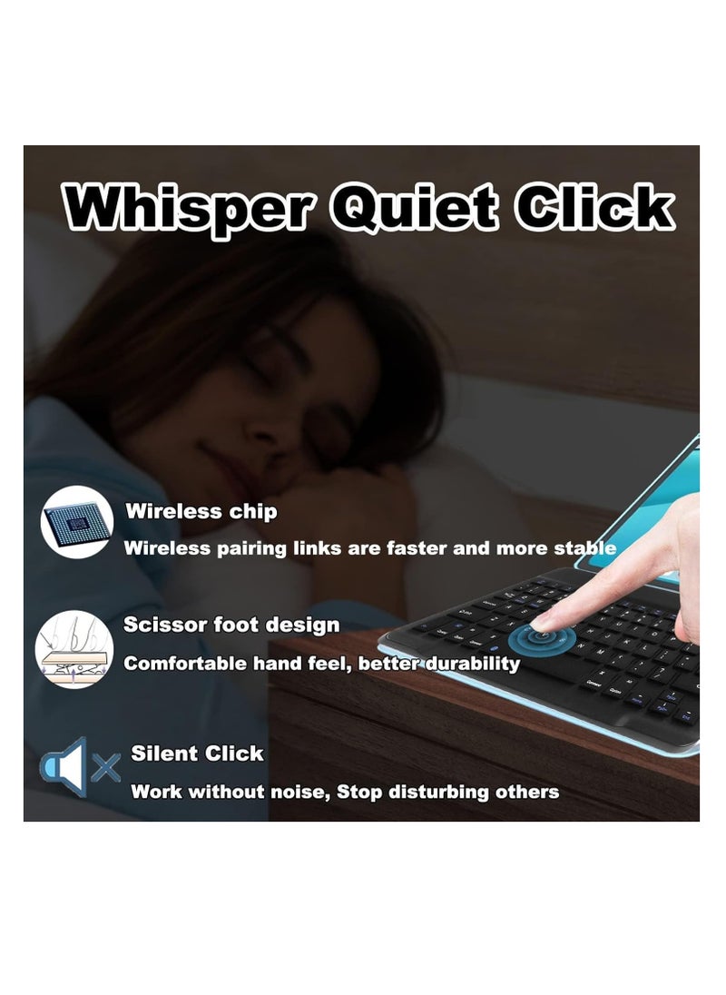 Aookay - Arabic and English Bluetooth Keyboard and Mouse Combo, Ultra Slim Rechargeable Portable Wireless Keyboard Mouse Set for Android, Windows, Tablet, Mobile, iPhone, iPad, Desktop, Laptop (Black) - Image 1